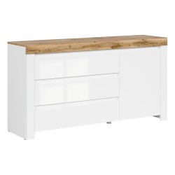 Chest of drawers HOLTEN 156 cm, 1 door and 3 drawers, white with wotan oak Chest of drawers HOLTEN 156 cm, 1 door and 3 drawers, white with wotan oak