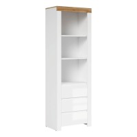 ארון ספרים HOLTEN 68, 3 מגירות, לבן עם אלון ווטן