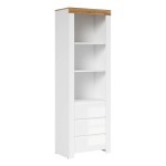 Шкаф книжный HOLTEN 68 см, 3 ящика, белый с дубом вотан