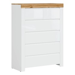 Chest of drawers HOLTEN 98 cm, 6 drawers, white with wotan oak