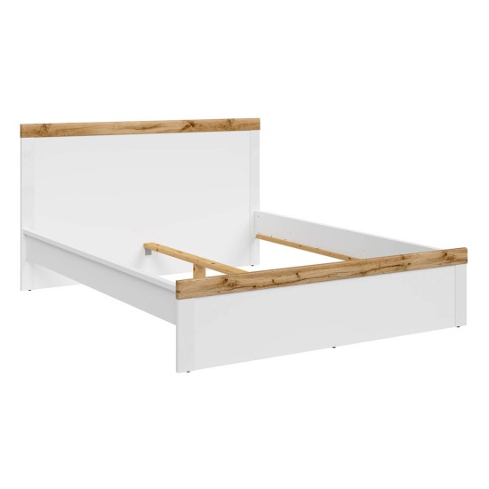 מיטה HOLTEN 160 x 200, לבן עם אלון ווטן