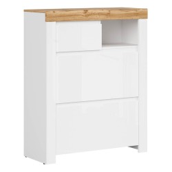 Shoe cabinet HOLTEN 92 cm, 1 door, white with wotan oak