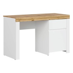 Desk HOLTEN 130 cm, 1 door and 1 drawer, white with wotan oak Desk HOLTEN 130 cm, 1 door and 1 drawer, white with wotan oak