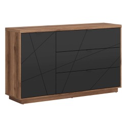 Комод FORN 156 см, 1 дверь и 3 ящика, дуб с чёрным