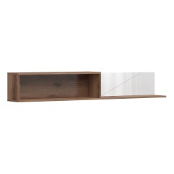 Wall shelf FORN 156 cm, dark delano oak with white high gloss