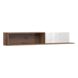 Wall shelf FORN 156 cm, dark delano oak with white high gloss