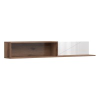 Wall shelf FORN 156 cm, dark delano oak with white high gloss