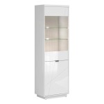 Display cabinet FORN 64 cm, 1 door and 1 glass door, white high gloss