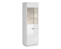Display cabinet FORN 64 cm, 1 door and 1 glass door, white high gloss