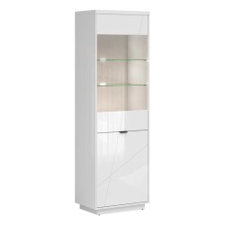 Display cabinet FORN 64 cm, 1 door and 1 glass door, white high gloss