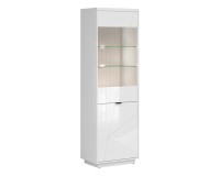 Display cabinet FORN 64 cm, 1 door and 1 glass door, white high gloss