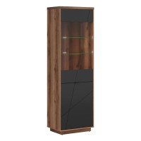 Display cabinet FORN 64 cm, 1 door and 1 glass door, oak with black