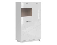 ויטרינה FORN 94, 2 דלתות ו 1 דלת זכוכית, לבן מבריק