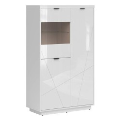 Display cabinet FORN 94 cm, 2 doors and 1 glass door, white high gloss