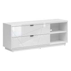 TV unit FORN 156 cm, 2 drawers, white high gloss