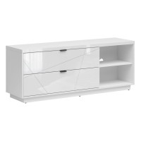 TV unit FORN 156 cm, 2 drawers, white high gloss