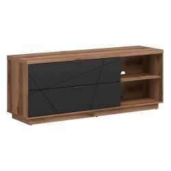 TV unit FORN 156 cm, 2 drawers, oak with black