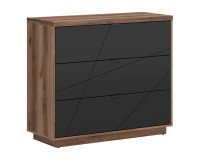Комод FORN 106 см, 3 ящика, дуб делано тёмный с чёрным Комод FORN 106 см, 3 ящика, дуб делано тёмный с чёрным