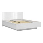 מיטה FORN 160 x 200, עם ארגז מצעים, לבן מבריק