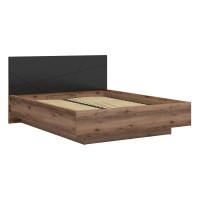 מיטה FORN 160 x 200, עם ארגז מצעים, אלון דלאנו כהה עם שחור