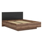 Кровать FORN 160 x 200, с ящиком для белья, дуб делано тёмный с чёрным