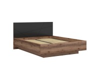 Кровать FORN 160 x 200, с ящиком для белья, дуб делано тёмный с чёрным