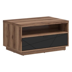 Coffee table FORN 60 cm, 1 drawer, dark delano oak with black
