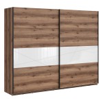 Wardrobe FORN 270 cm, dark delano oak with white high gloss