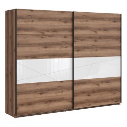 Wardrobe FORN 270 cm, dark delano oak with white high gloss