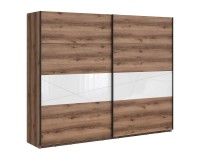 Wardrobe FORN 270 cm, dark delano oak with white high gloss