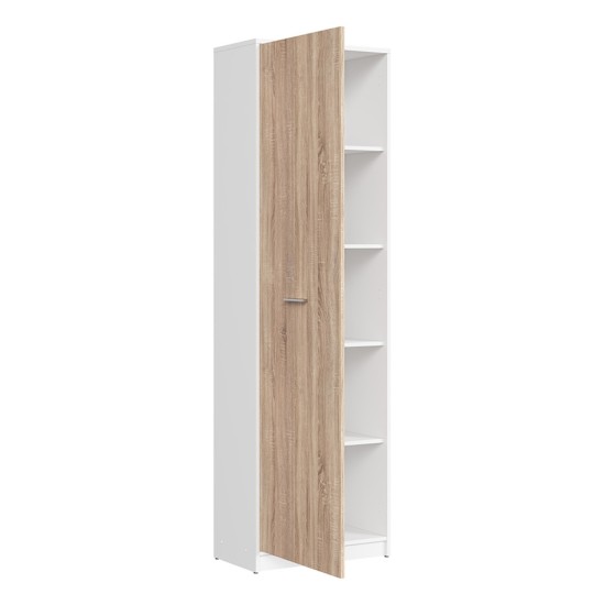 ארון ספרים NEPO 60, 1 דלת, לבן עם אלון סונומה