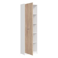 Шкаф книжный NEPO 60 см, 1 дверь, белый с дубом сонома