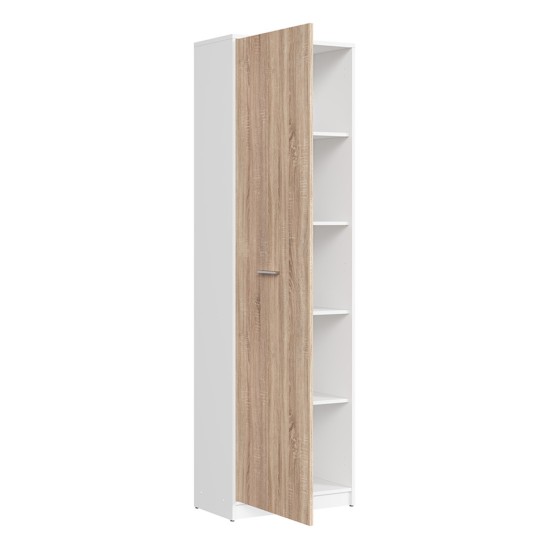 Шкаф книжный NEPO 60 см, 1 дверь, белый с дубом сонома
