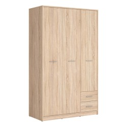 Шкаф распашной NEPO 118 см, 3 двери и 2 ящика, дуб сонома
