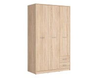 Шкаф распашной NEPO 118 см, 3 двери и 2 ящика, дуб сонома