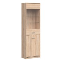 Display cabinet NEPO 60 cm, 1 door and 1 glass door, sonoma oak