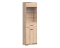 Display cabinet NEPO 60 cm, 1 door and 1 glass door, sonoma oak