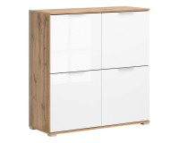 Chest of drawers ZELE 104 cm, 4 doors, wotan oak with white high gloss Chest of drawers ZELE 104 cm, 4 doors, wotan oak with white high gloss