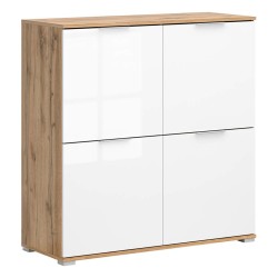 Chest of drawers ZELE 104 cm, 4 doors, wotan oak with white high gloss Chest of drawers ZELE 104 cm, 4 doors, wotan oak with white high gloss