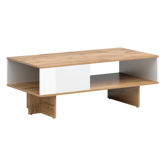 Coffee table ZELE 120 cm, wotan oak with white high gloss