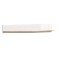 Wall shelf ZELE 135 cm, wotan oak with white high gloss