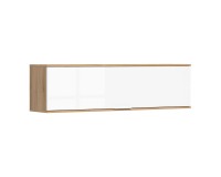 Wall cabinet ZELE 135 cm, 1 flap, wotan oak with white high gloss
