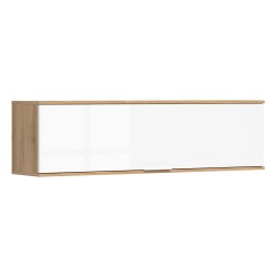 Wall cabinet ZELE 135 cm, 1 flap, wotan oak with white high gloss