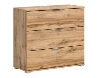 Chest of drawers ZELE 95 cm, 3 drawers, wotan oak