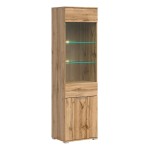 Display cabinet ZELE 56 cm, 1 glass door and 1 door, wotan oak