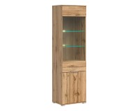 Display cabinet ZELE 56 cm, 1 glass door and 1 door, wotan oak