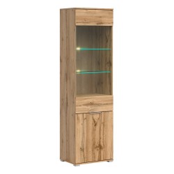 Display cabinet ZELE 56 cm, 1 glass door and 1 door, wotan oak