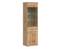 Display cabinet ZELE 56 cm, 1 glass door and 1 door, wotan oak