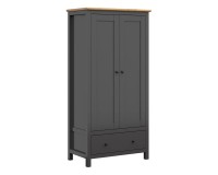 Wardrobe HESEN 101 cm, 2 doors and 1 drawer, graphite with artisan oak