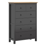 Комод HESEN 101 см, 6 ящиков, графитовый с дубом артисан